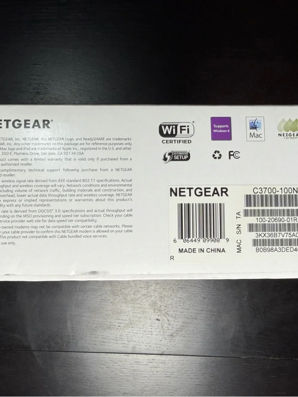NETGEAR C3700 N600 WiFi‎ Cable Modem Router DOCSIS 3.0 Open Box - Picture 2 of 7